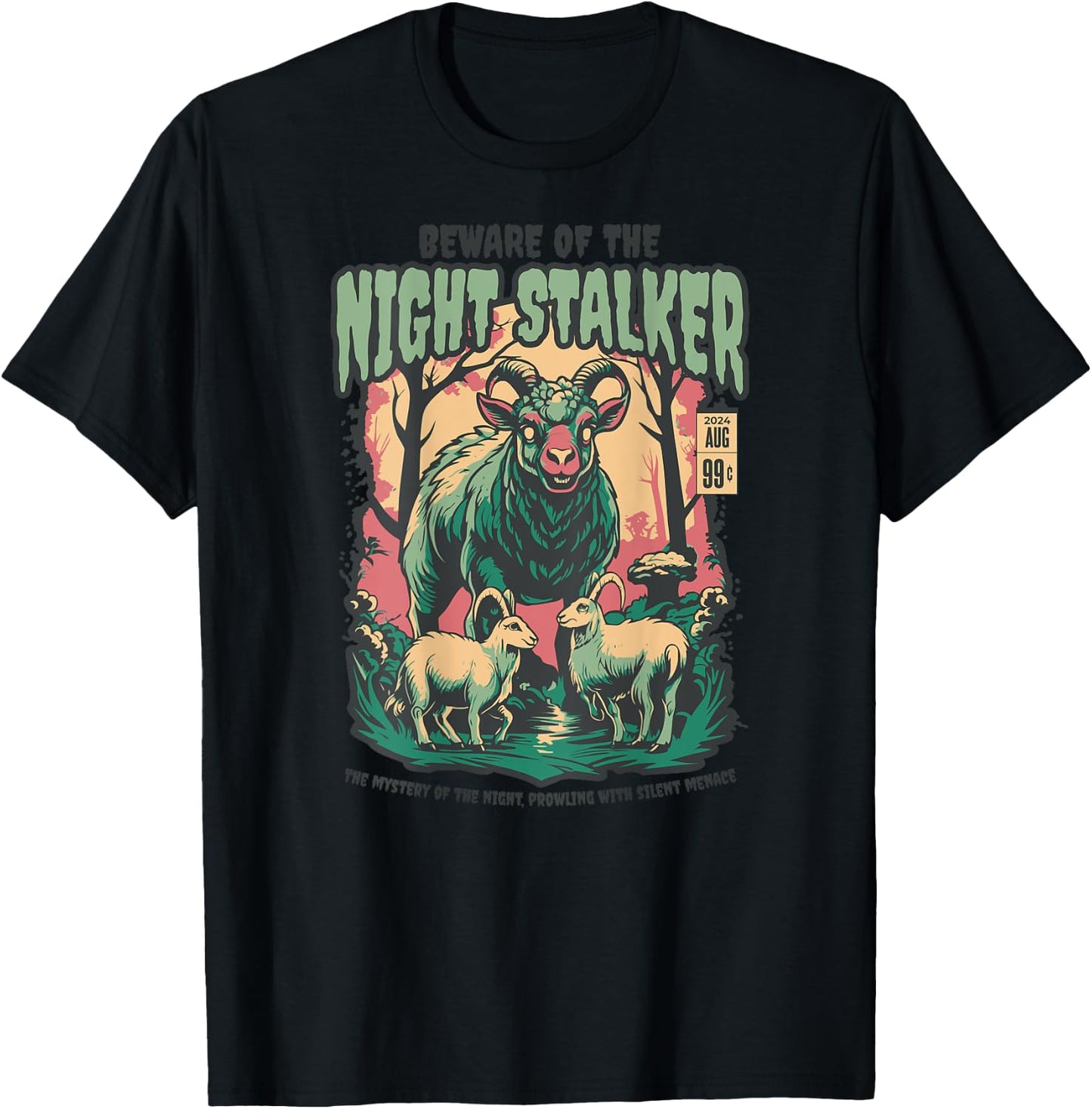 Night Stalker Goat Horror T-Shirt - T-Shirt | Black