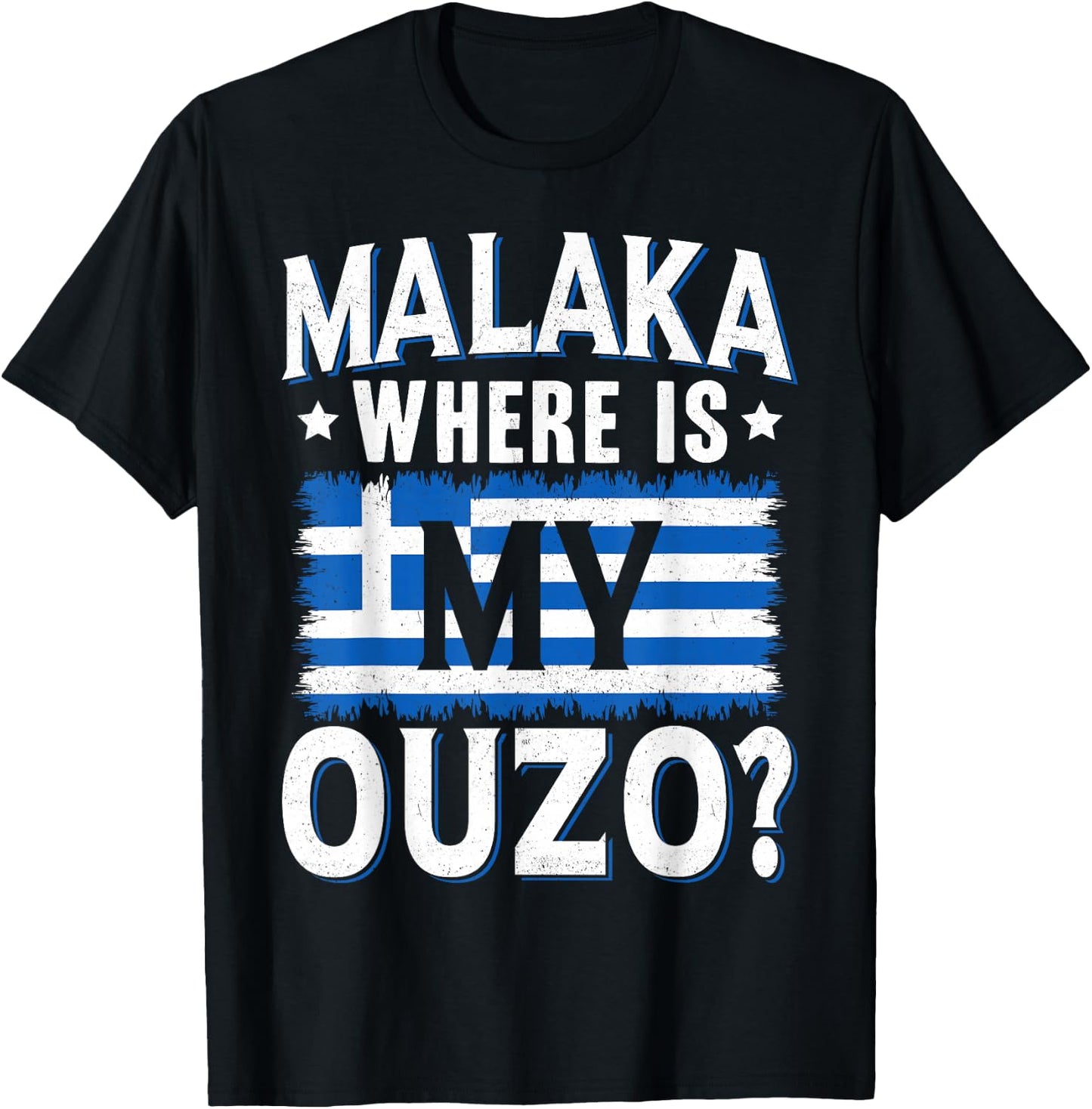 Ouzo Drinking Greek Ouzo Liquor Greek Flag Ouzo Lover T-Shirt - T-Shirt | Black