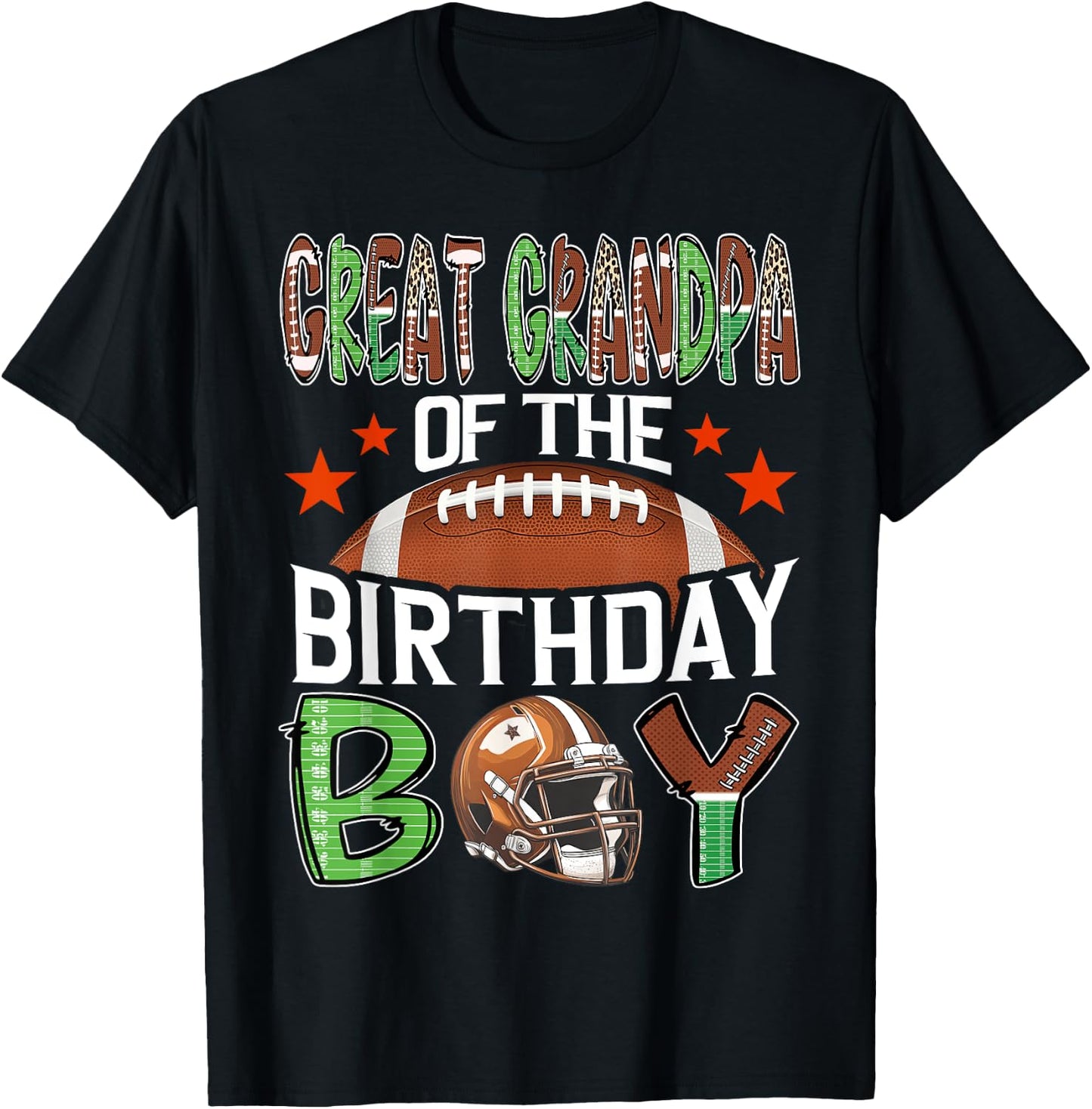 Great Grandpa Of The Birthday Boy Game Day Football T-Shirt - T-Shirt | Black