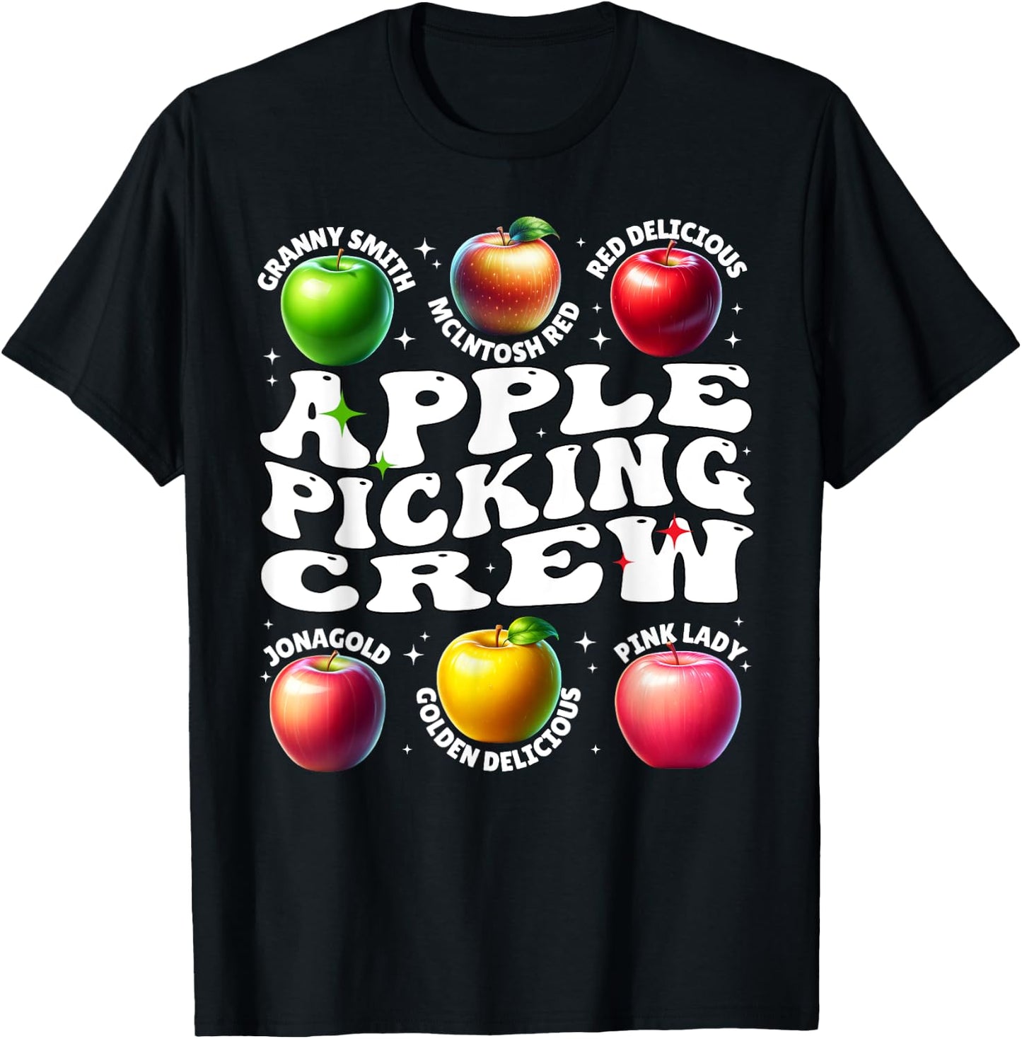 Apple Picking Crew Harvest Season Fall Vibes and Orchard Fun T-Shirt - T-Shirt | Black