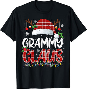 Grammy Claus Christmas Lights Pajama Family Matching T-Shirt - T-Shirt | Black