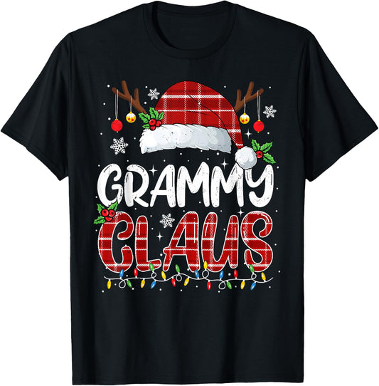 Grammy Claus Christmas Lights Pajama Family Matching T-Shirt - T-Shirt | Black