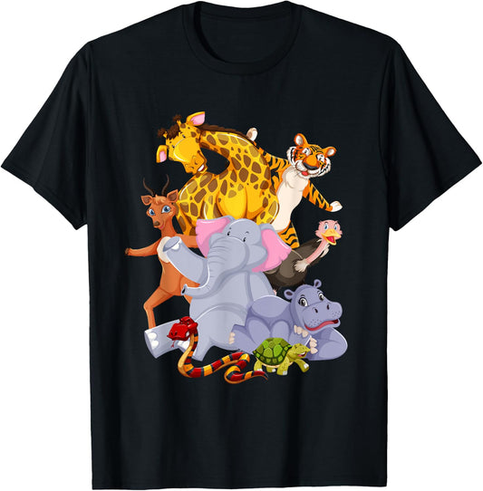 Zoo Animals Wildlife Birthday Party Zoo Day T-Shirt - T-Shirt | Black