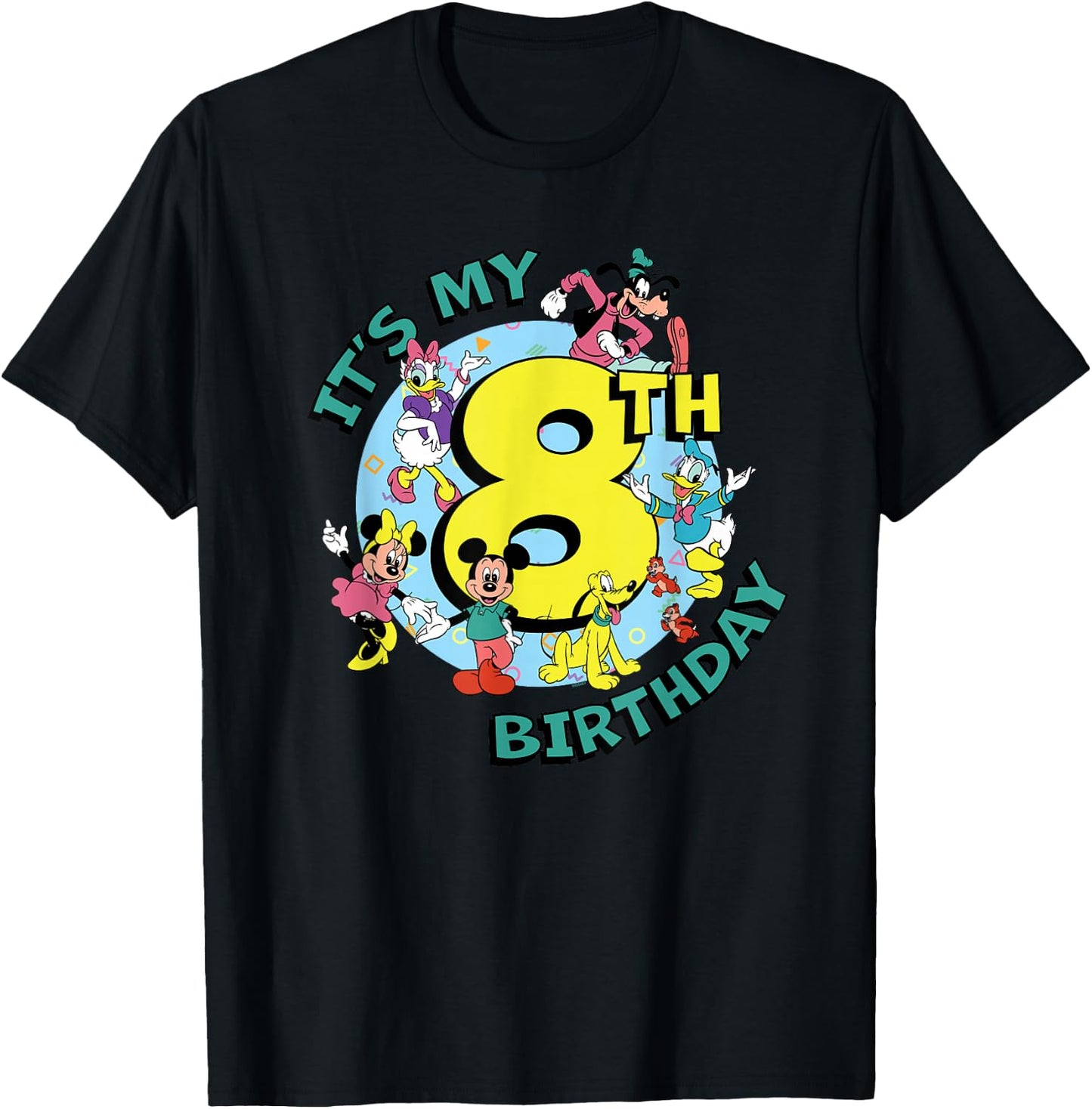 Disney Mickey and Friends It's My Eighth 8th Birthday T-Shirt - T-Shirt | Black