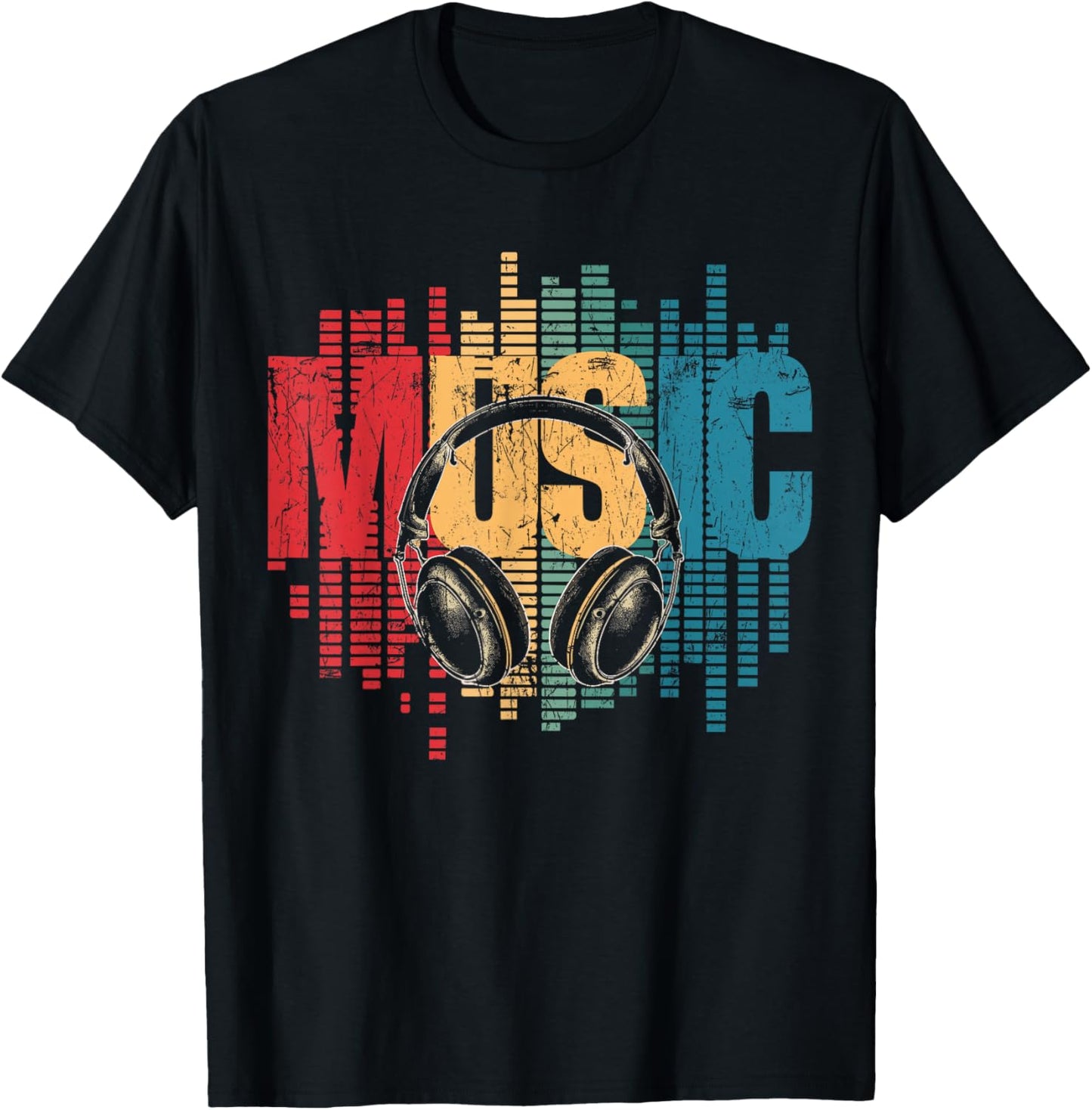 Electronic Music Lover DJ Vintage Headphones T-Shirt - T-Shirt | Black