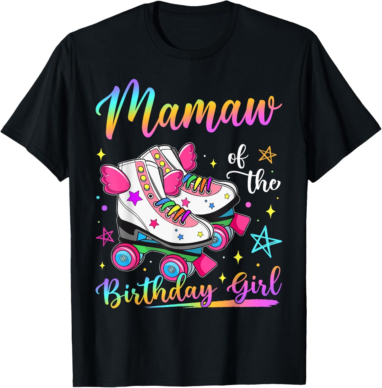 Mamaw Of The Birthday Girl Rolling Skate Family Matching T-Shirt - T-Shirt | Black