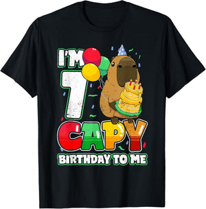 7 Years Old Capy Birthday to me 7th Birthday Capybara T-Shirt - T-Shirt | Black
