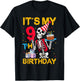 It's My 9th Birthday Party Halloween Skeleton Birthday T-Shirt - T-Shirt | Black