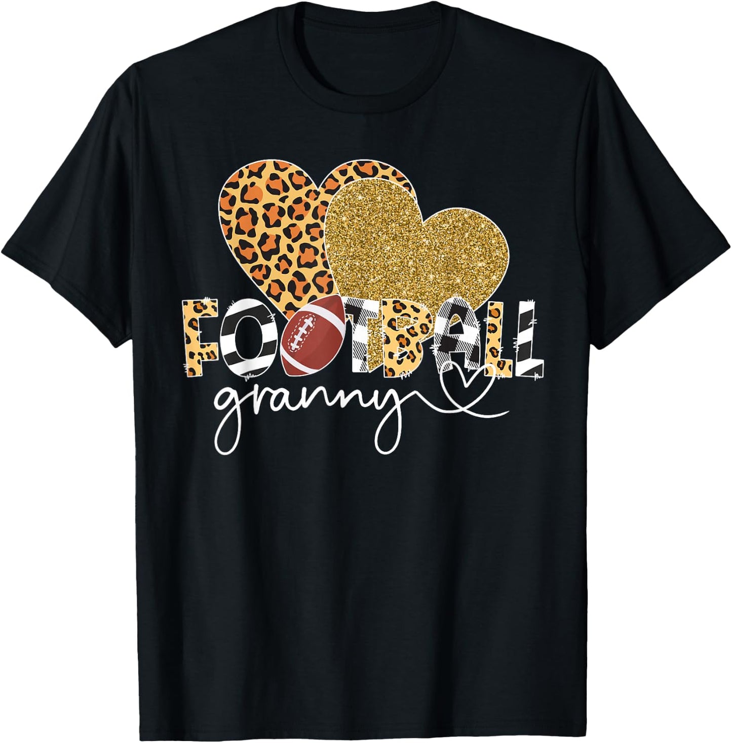 Football Granny Heart Grandma Granny Of A Football Player T-Shirt - T-Shirt | Black