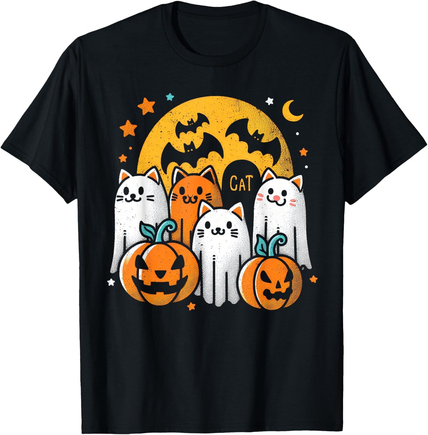 Halloween Black Cats Ghosts Costume Women Girls Kids Toddler T-Shirt - T-Shirt | Black