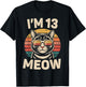 13th Birthday 13 Years Old I’m 13 Meow Funny Cat Birthday T-Shirt - T-Shirt | Black