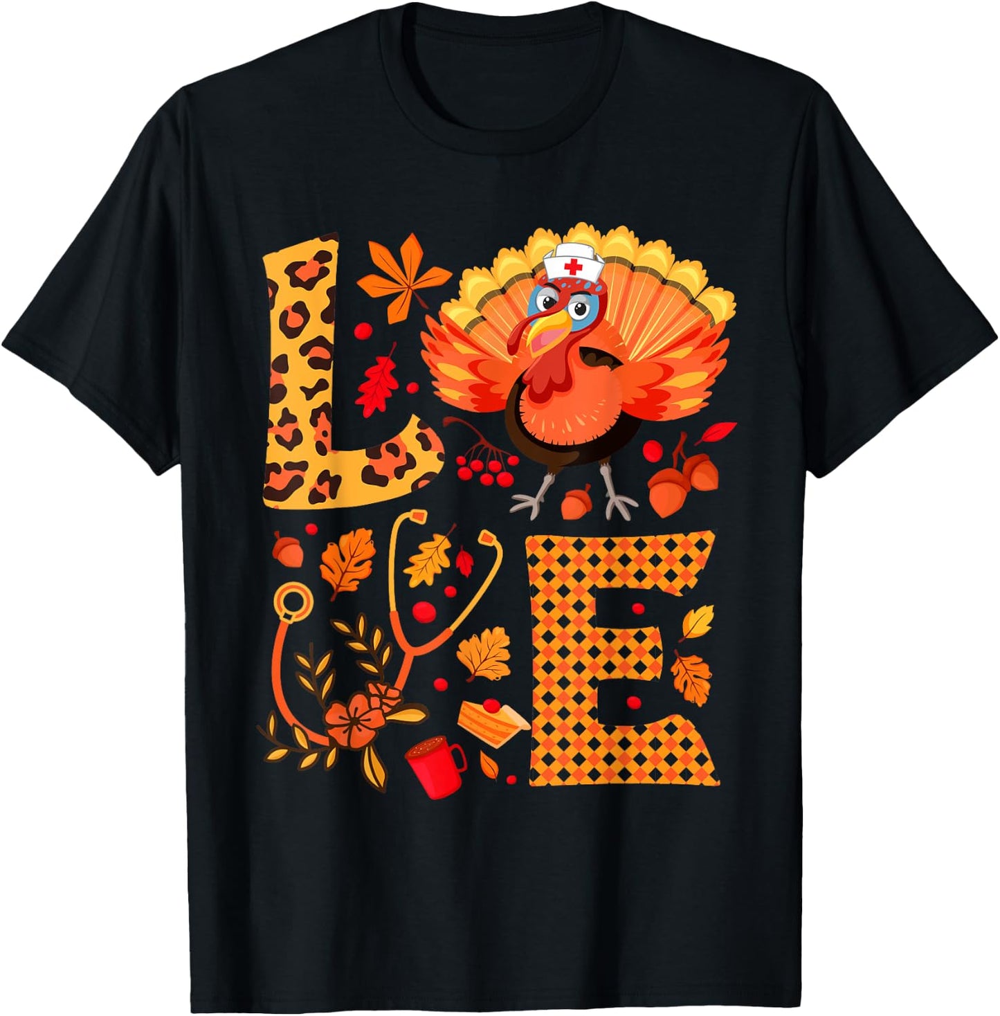 Nurse Thanksgiving Shirt Health Worker Nursing Turkey Nurse T-Shirt - T-Shirt | Black