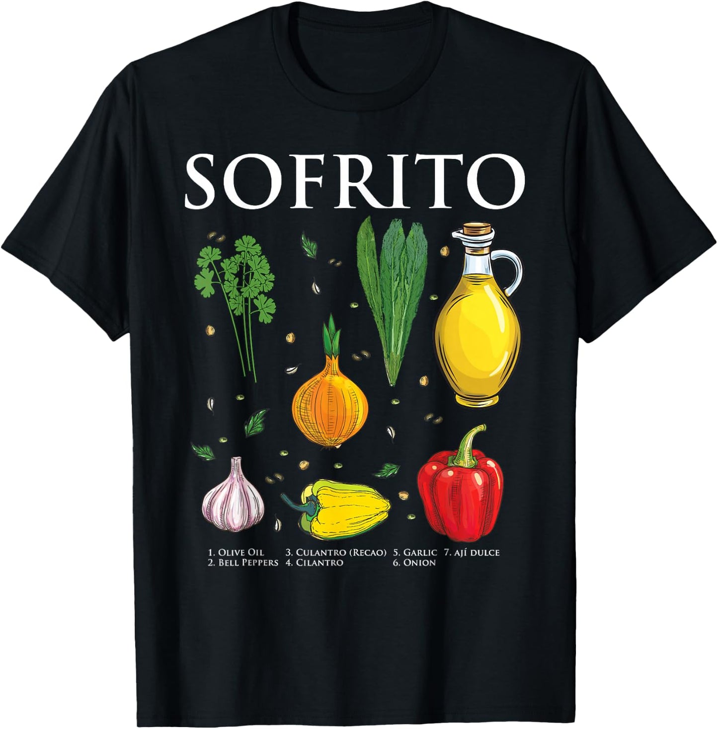 Puerto Rican Sofrito Ingredients T-Shirt - T-Shirt | Black