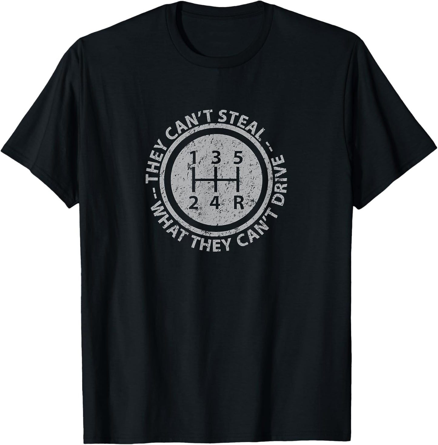 Built in Theft Protection Funny Stick Shift Manual Car T-Shirt - T-Shirt | Black