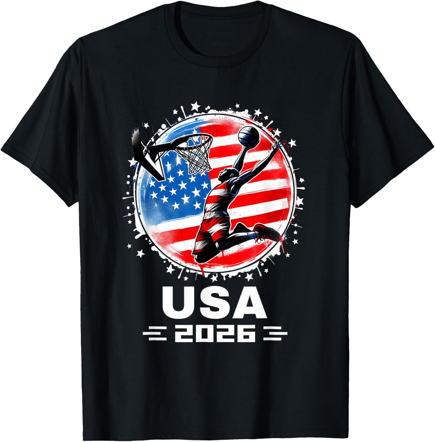 Basketball USA Go USA Team USA Flag 2026 Basketball T-Shirt - T-Shirt | Black