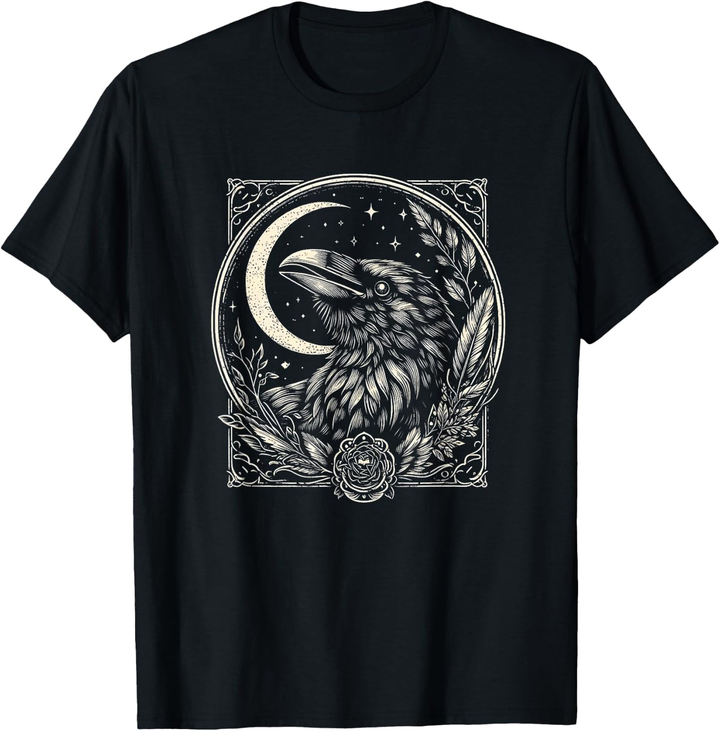Raven Face Art Crow Design And Men T-Shirt - T-Shirt | Black