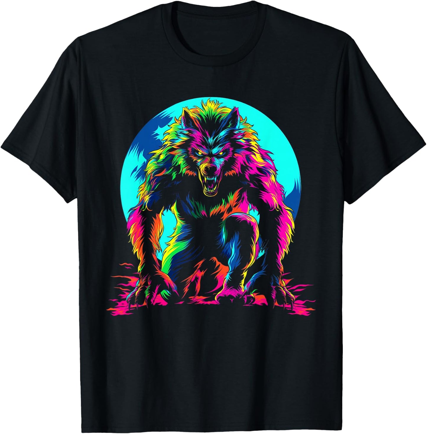 Werewolf Wolf Moon Popart T-Shirt - T-Shirt | Black