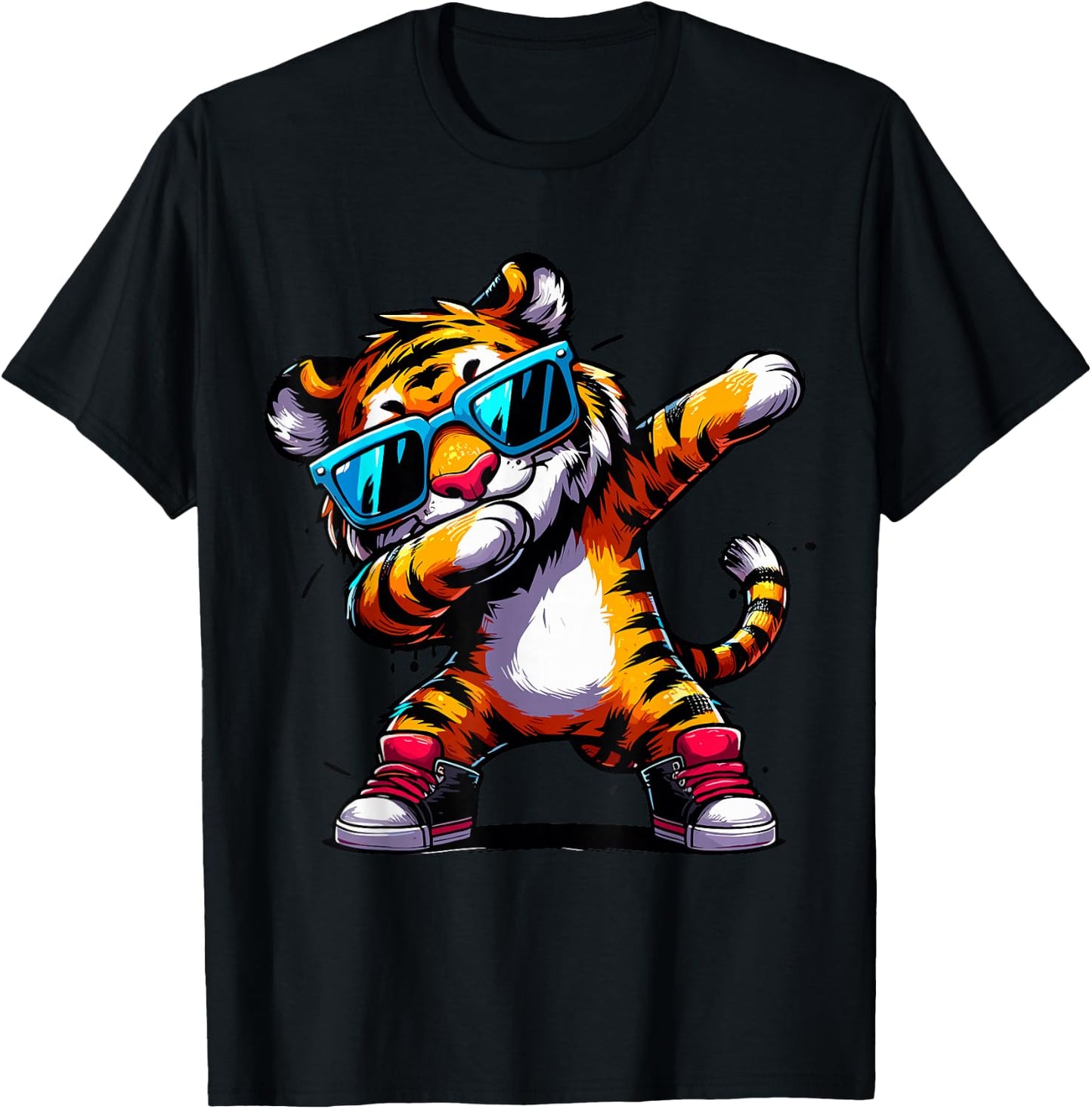 Dabbing Tiger Sunglasses Tiger Animal T-Shirt - T-Shirt | Black