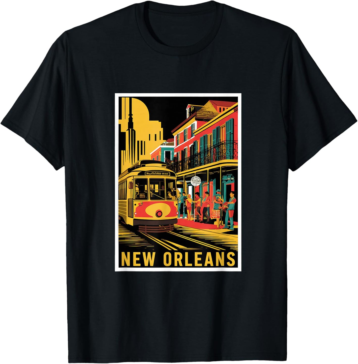 New Orleans Streetcar Retro Vintage Travel Design T-Shirt - T-Shirt | Black