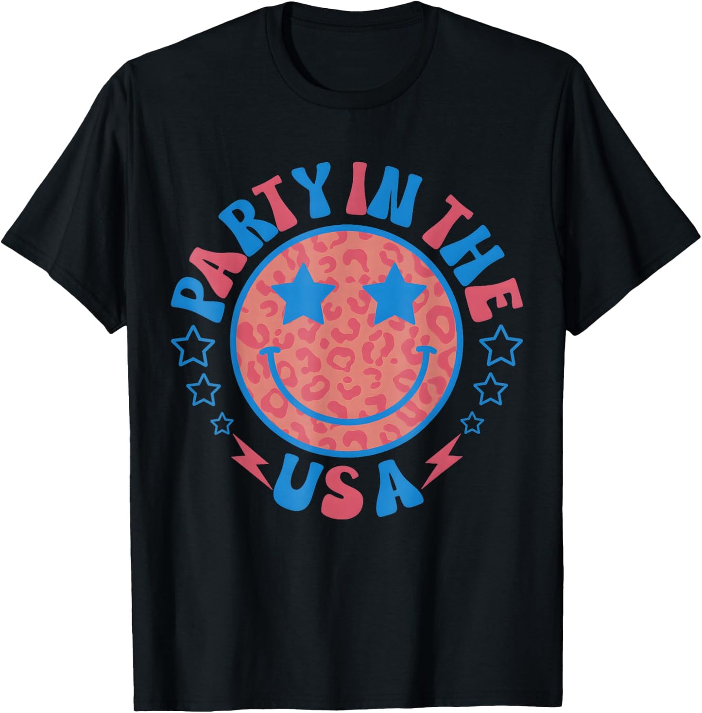 Party in the USA 4th of July Preppy Smile T-Shirt - T-Shirt | Black