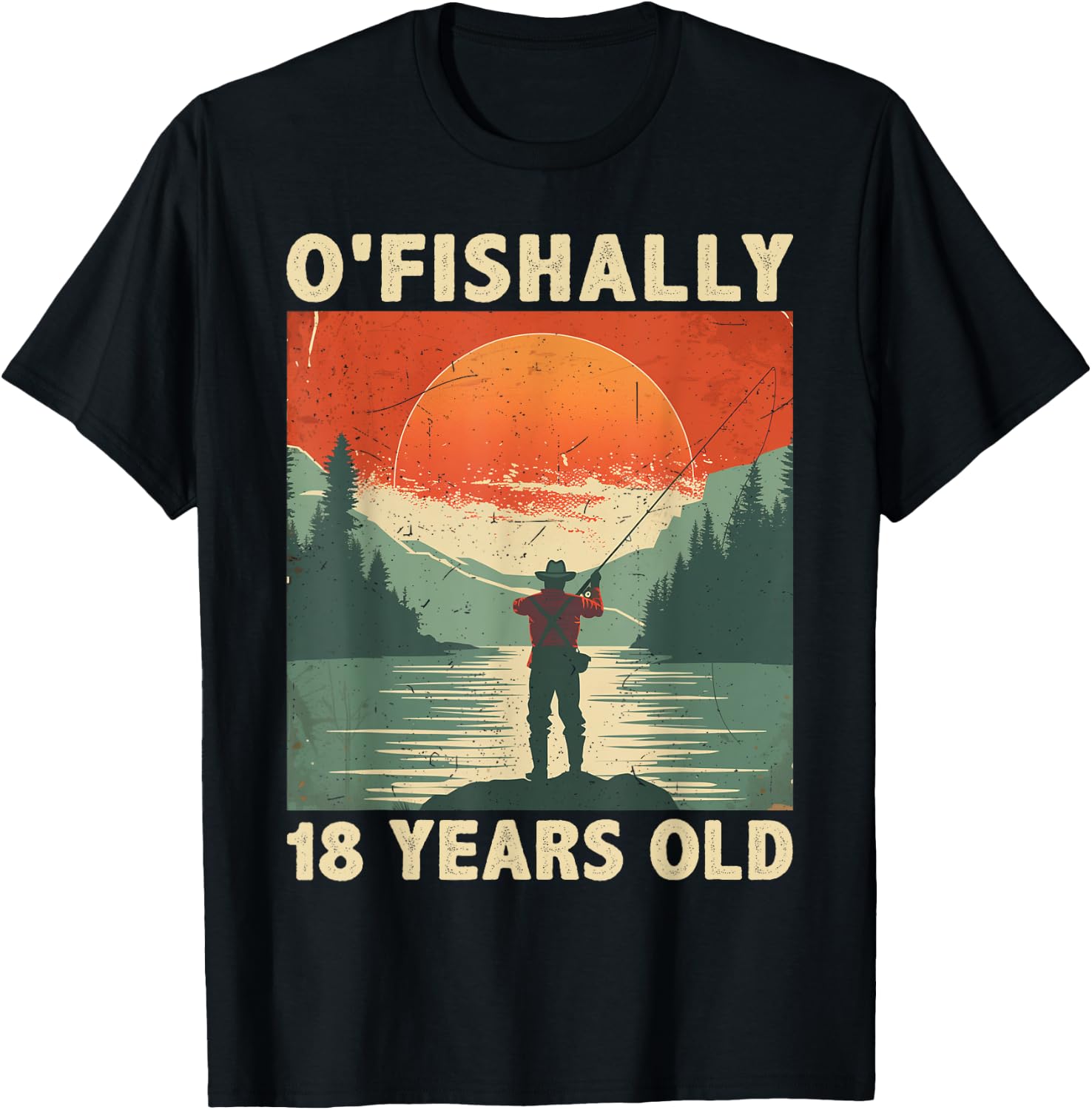 Ofishally 18 Years Old 2006 Fishing Fisherman 18th Birthday T-Shirt - T-Shirt | Black