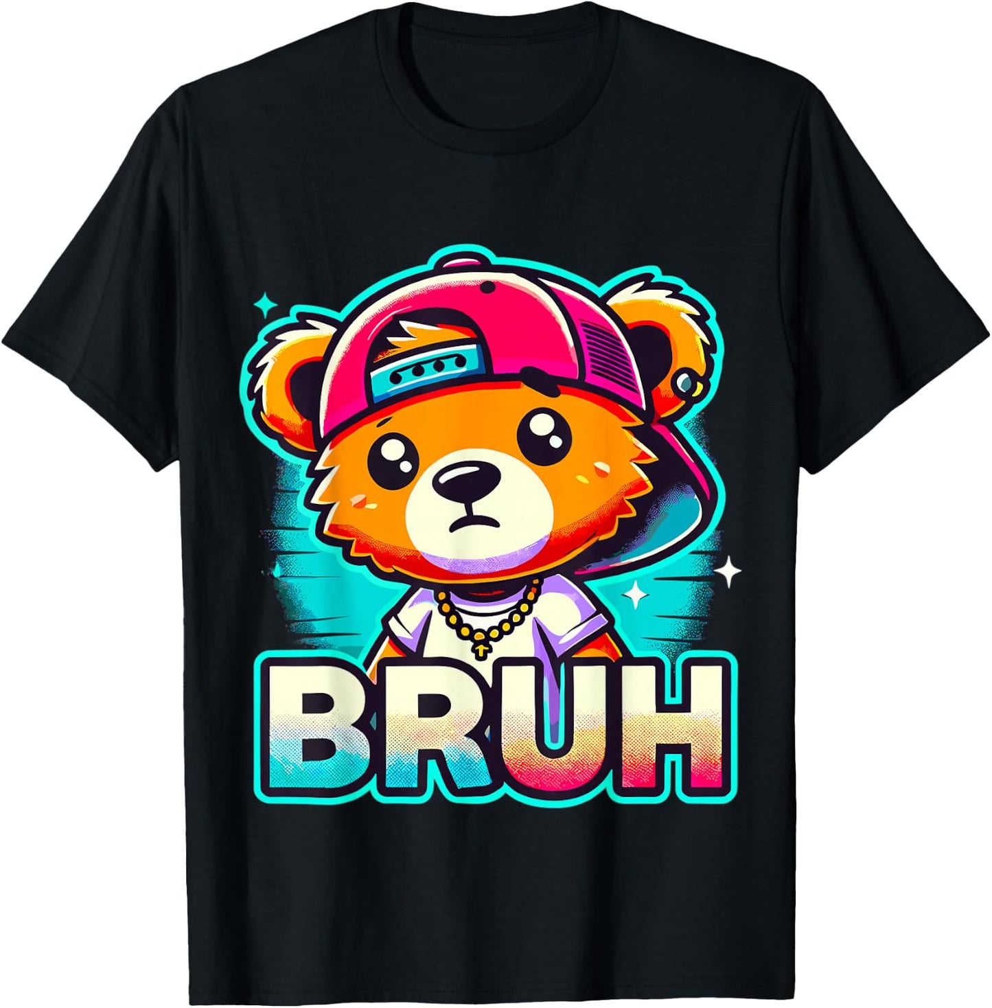 Hip Hop Teddy Bear Bruh T-Shirt - T-Shirt | Black