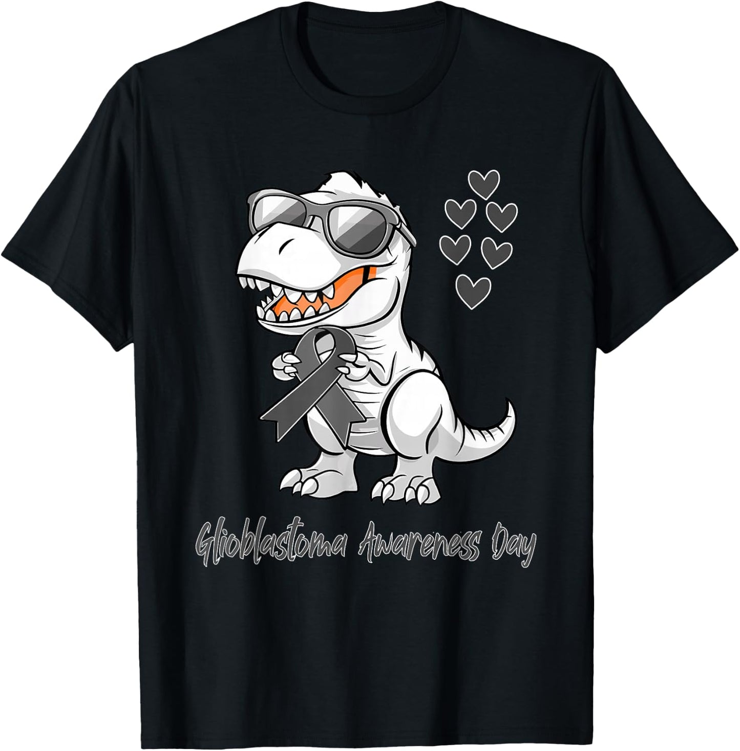 T-rex Dinosaur Glioblastoma Awareness Day Dino kids Toddlers T-Shirt - T-Shirt | Black