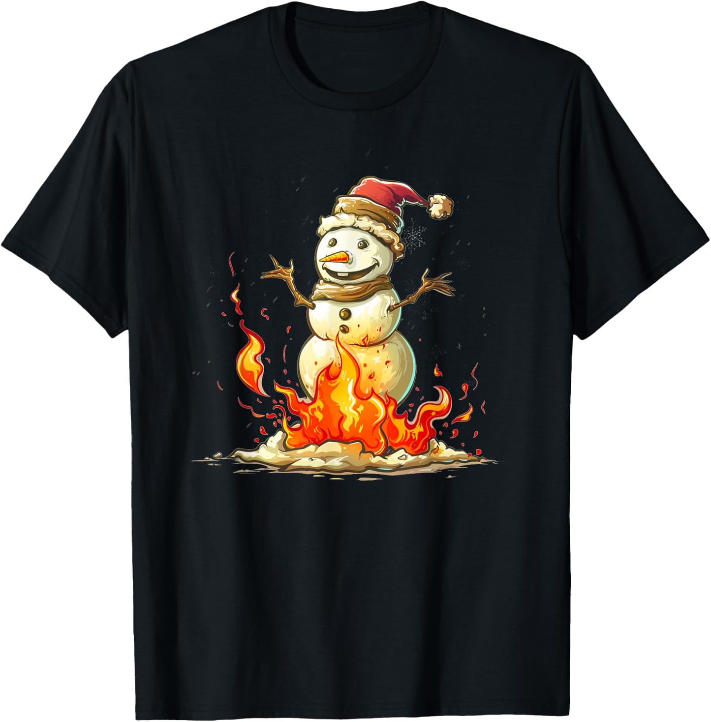 Funny burning Snowman Outfit for Adults and Kids T-Shirt - T-Shirt | Black
