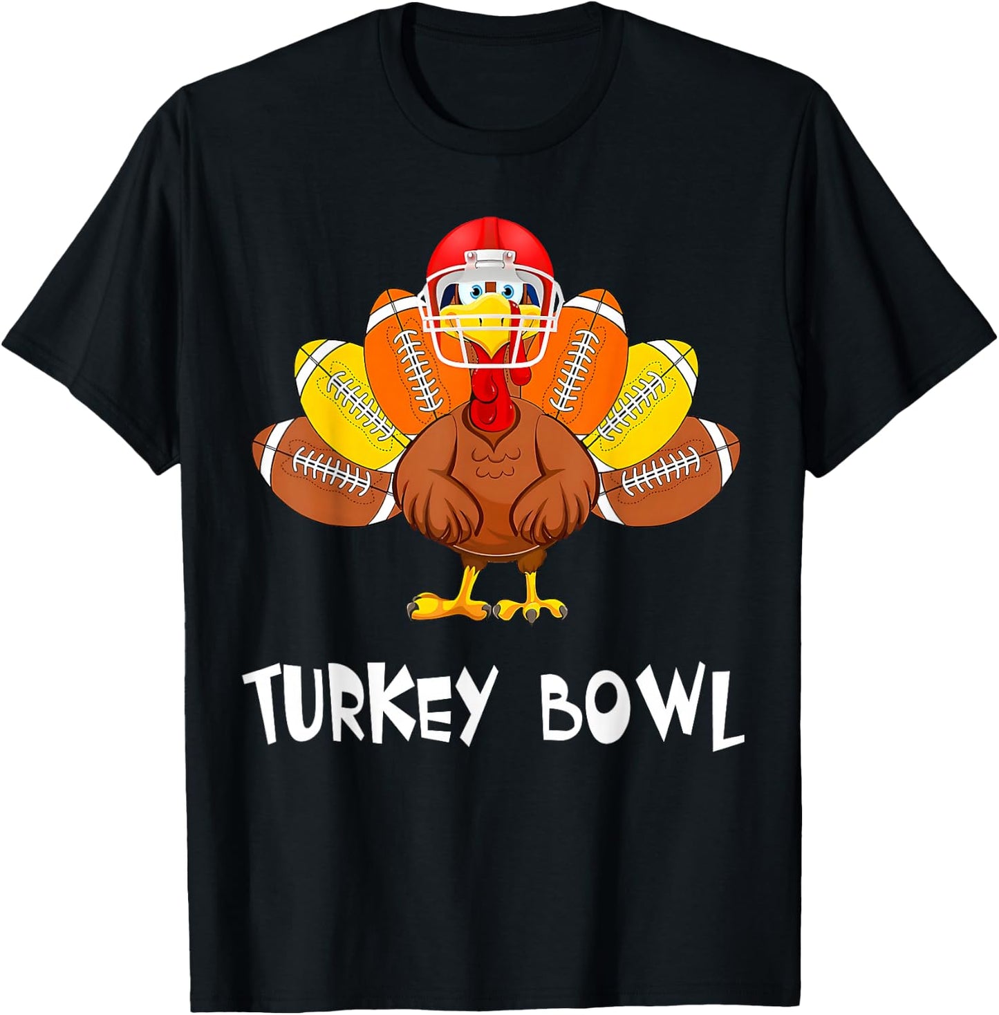 Funny Turkey American Football Bowl Thanksgiving T-Shirt - T-Shirt | Black
