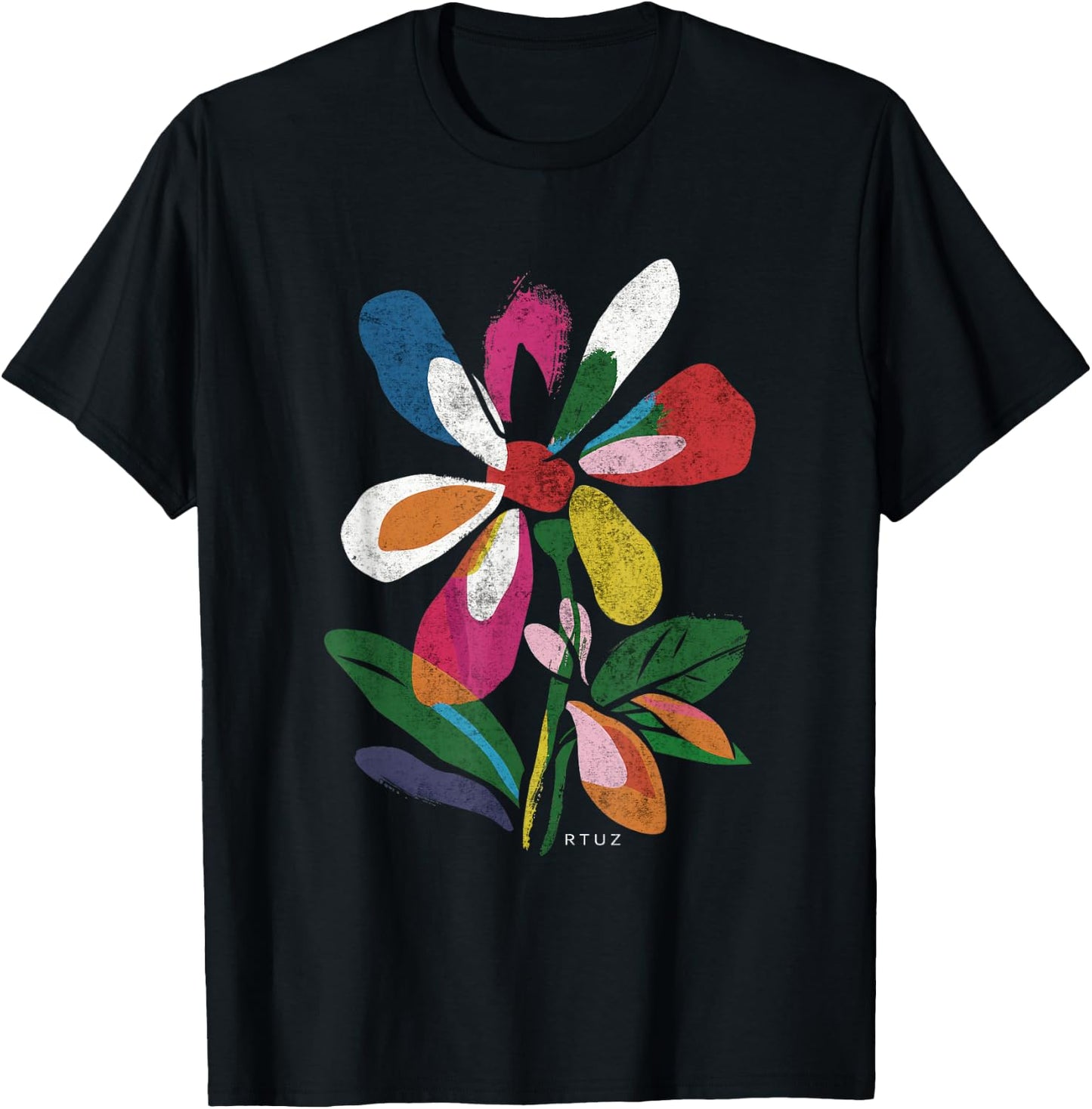 Boho Style Floral Pastel Design Flowers Hipster Streetwear T-Shirt - T-Shirt | Black