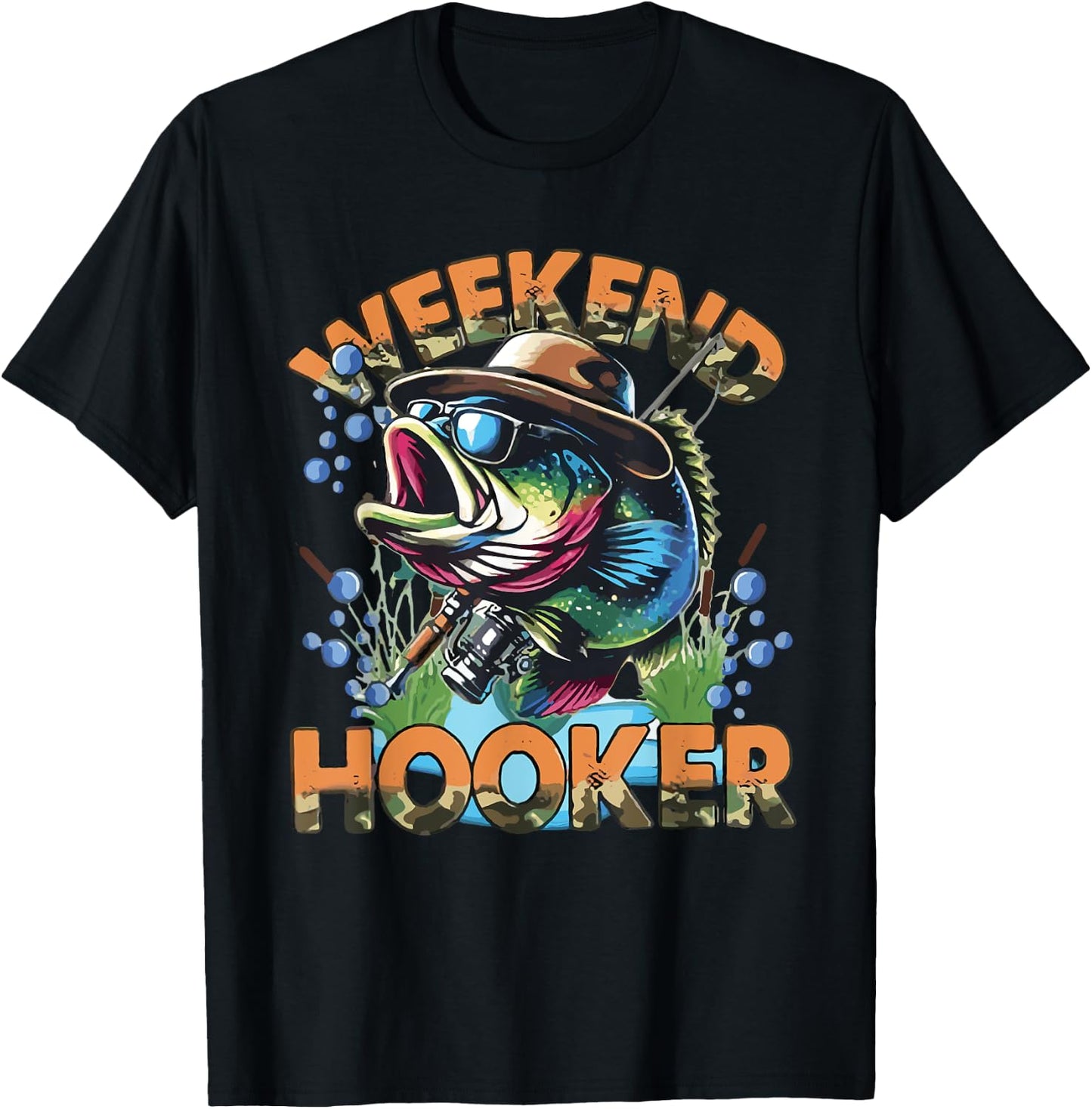 Weekend Hooker Colorful Fishing T-Shirt - T-Shirt | Black