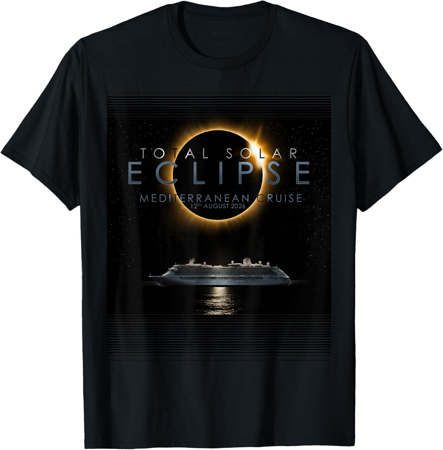 Total Solar Eclipse 2026 Mediterranean Cruise T-Shirt - T-Shirt | Black