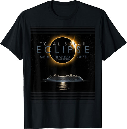 Total Solar Eclipse 2026 Mediterranean Cruise T-Shirt - T-Shirt | Black