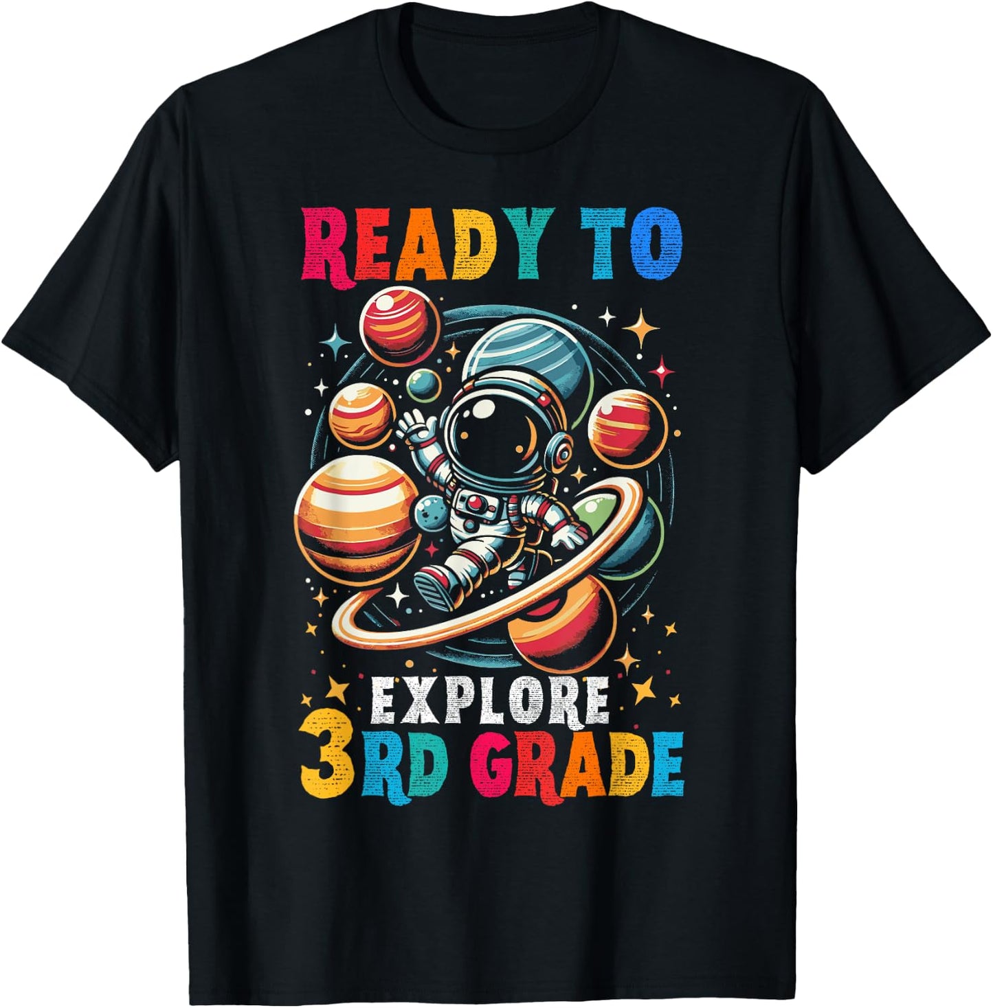 First day Kids Welcome back to School Astronaut 3rd grade T-Shirt - T-Shirt | Black