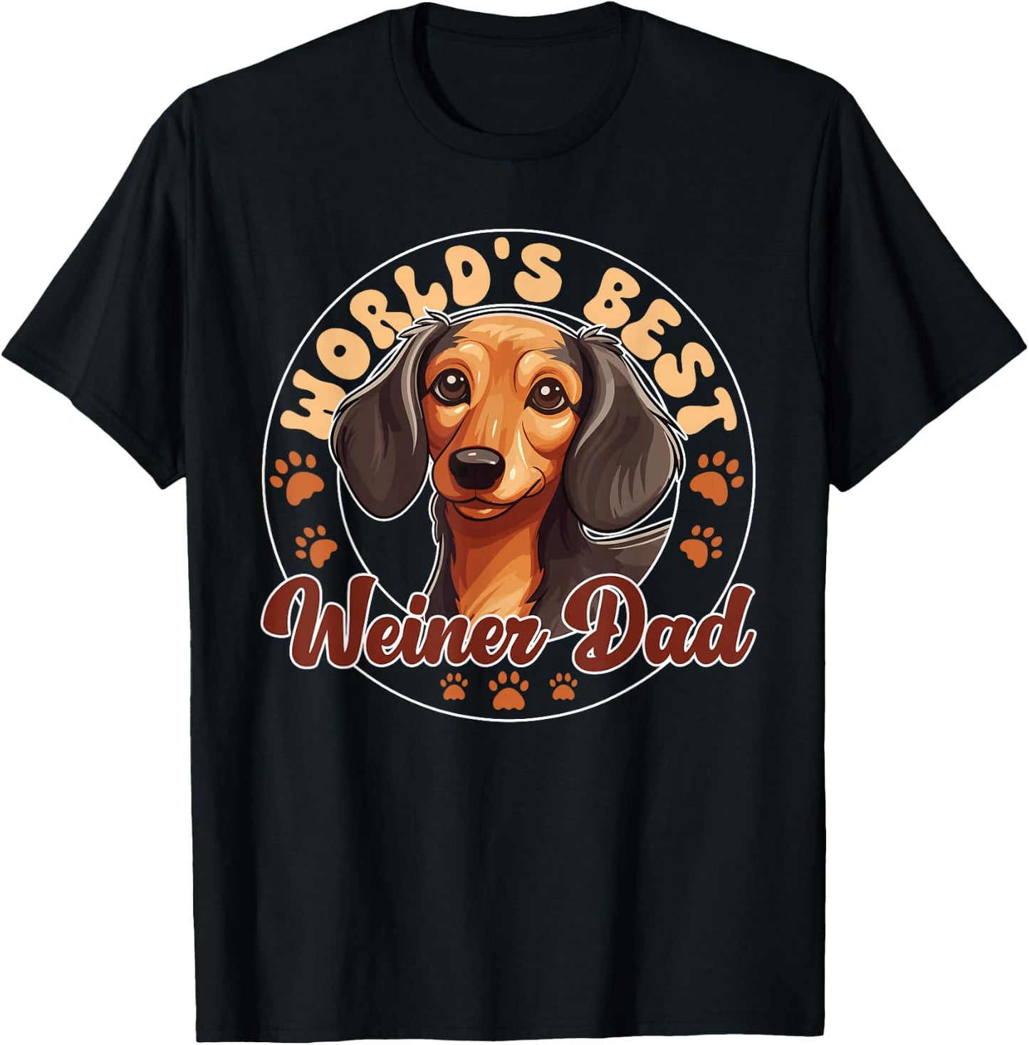 Dachshund Dog World's Best Weiner Dad Men Women Girls Kids T-Shirt - T-Shirt | Black
