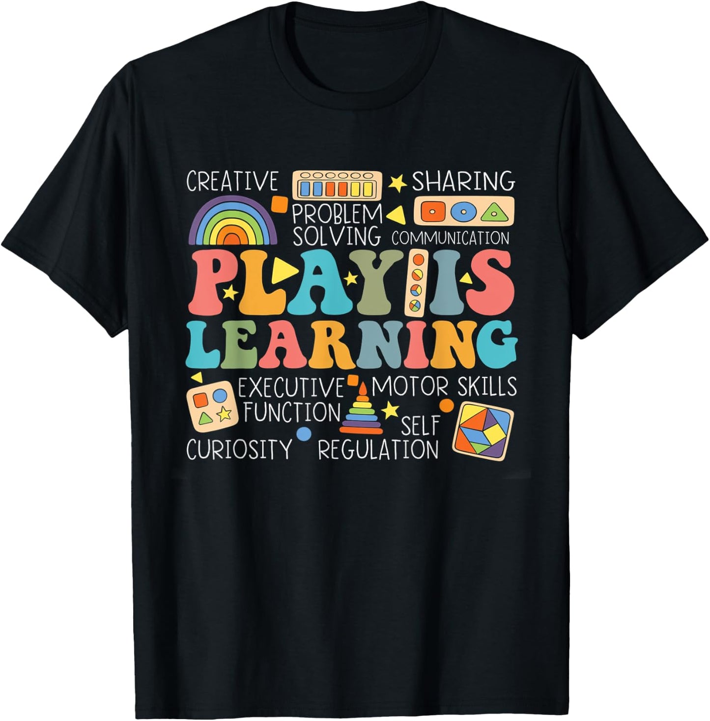 Groovy Play Is Learning Kindergarten Teacher Appreciation Men Women T-Shirt - T-Shirt | Black