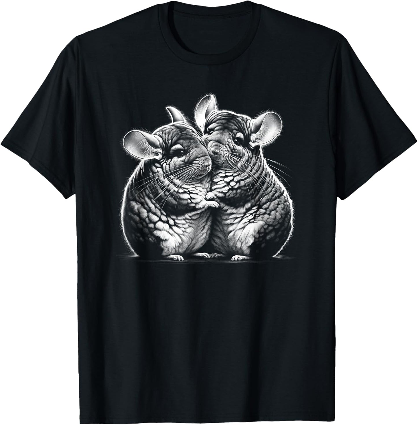 Two cute chinchillas cuddling as a symbol of love T-Shirt - T-Shirt | Black