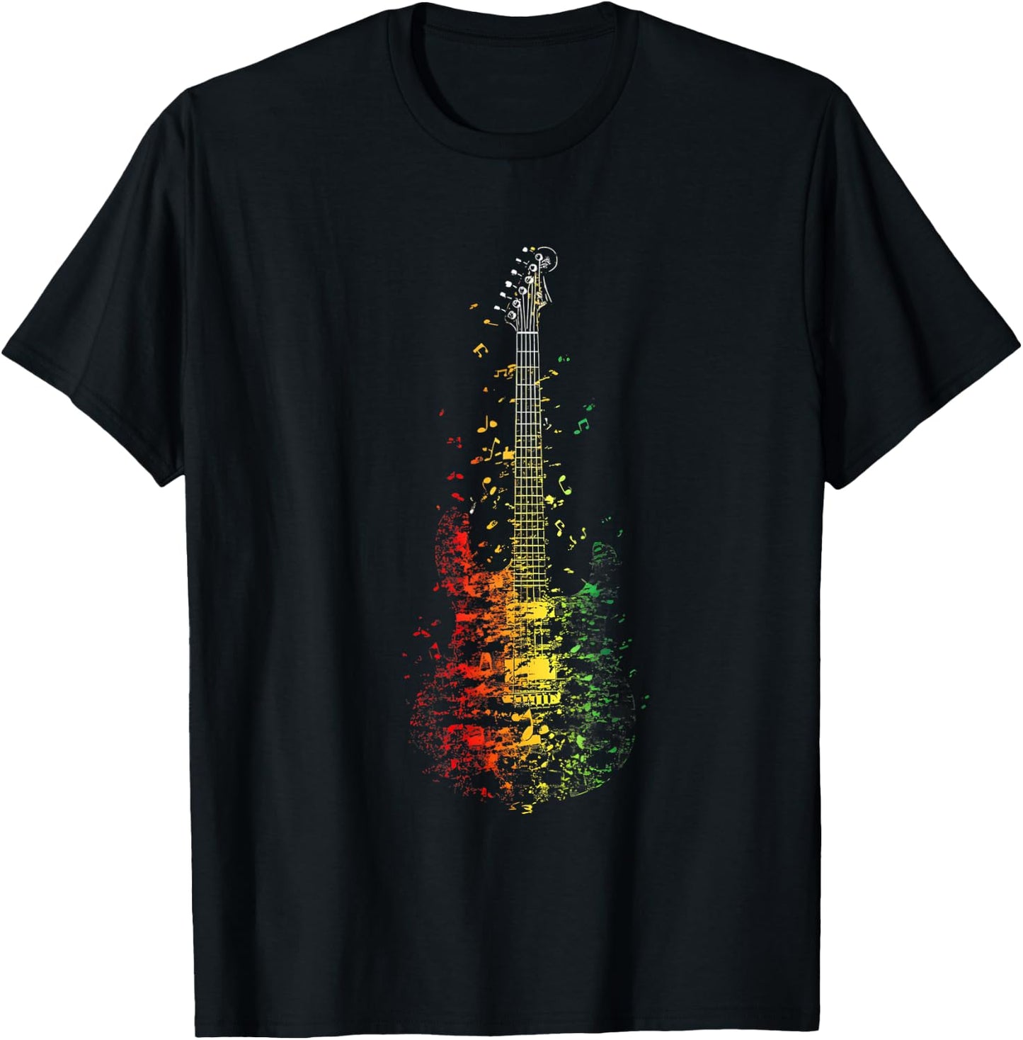 Reggae Music Guitar Rastafarian Roots Jamaican Rasta T-Shirt - T-Shirt | Black