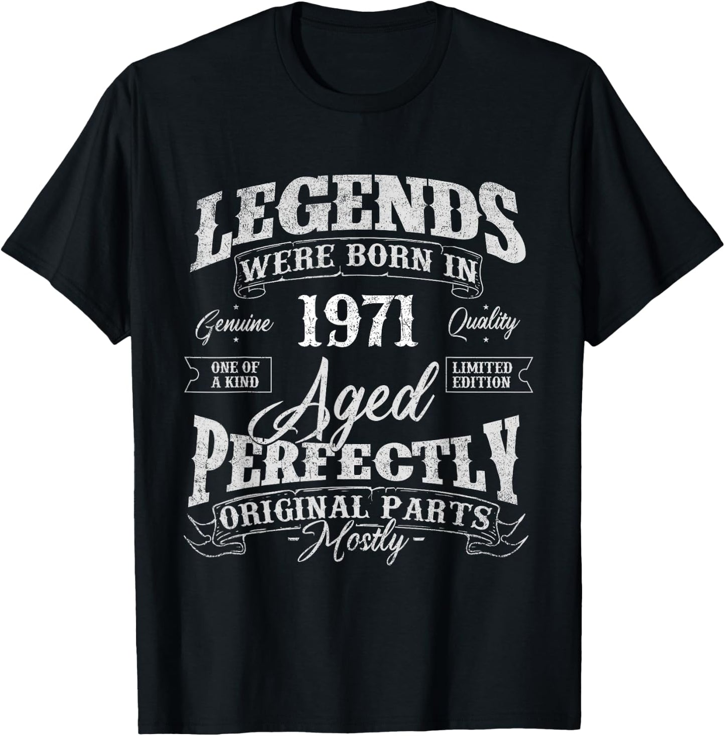 Legends Were Born In 1971 Year Of Birth Birthday T-Shirt - T-Shirt | Black