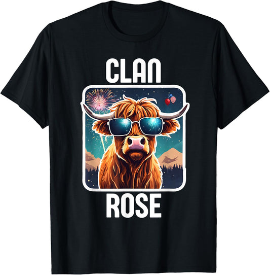 Rose Clan 4th July Scottish Family Name USA Party T-Shirt - T-Shirt | Black