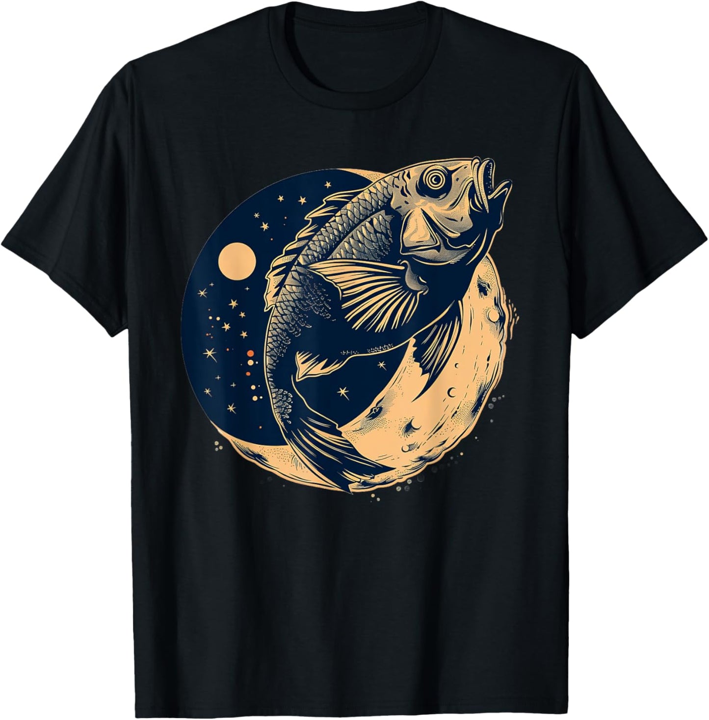 Oscar Fish On The Moon T-Shirt - T-Shirt | Black