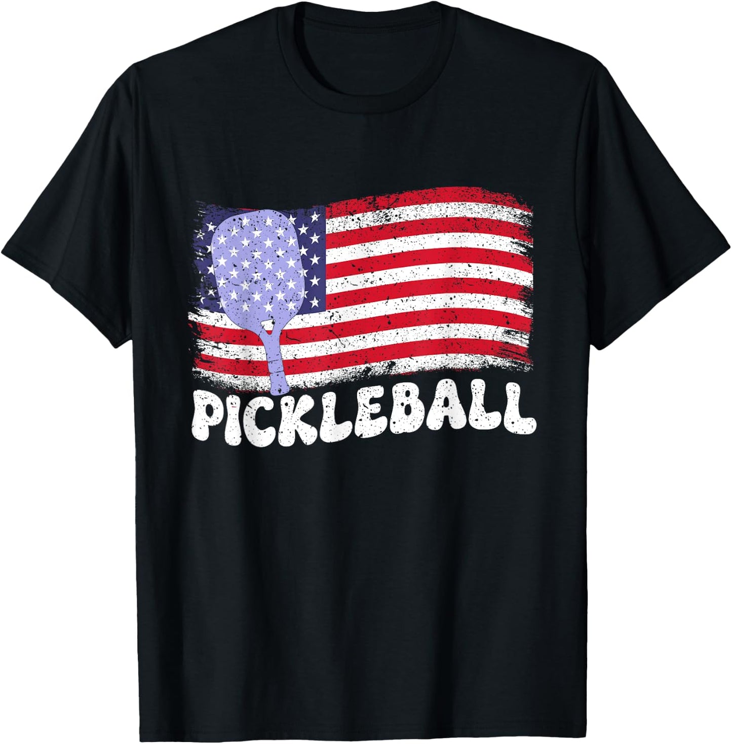 Patriotic American Pickleball USA Flag 4th Of July Men T-Shirt - T-Shirt | Black