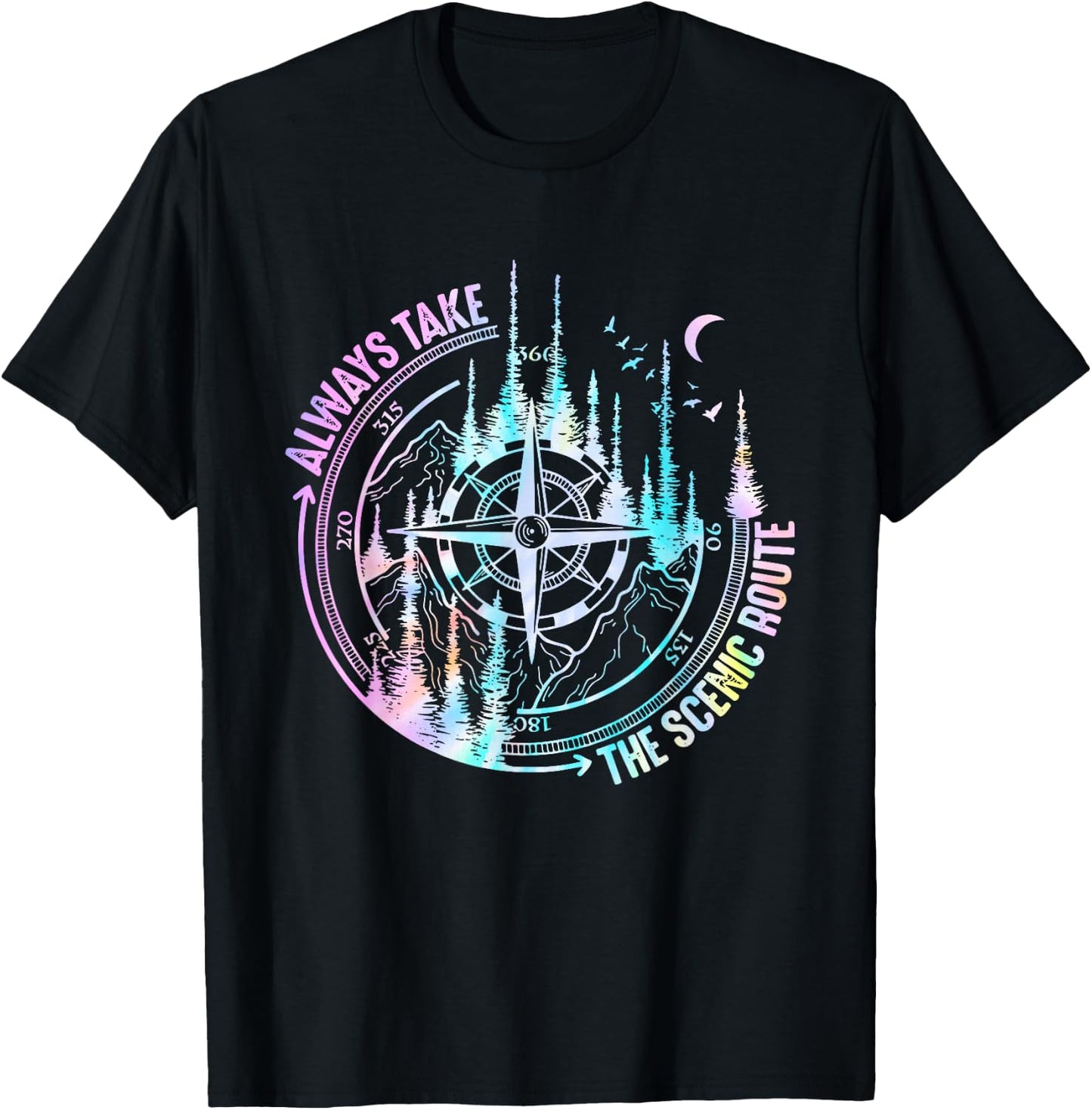 Always Take The Scenic Hiking Route Hiker Camping Outdoor T-Shirt - T-Shirt | Black