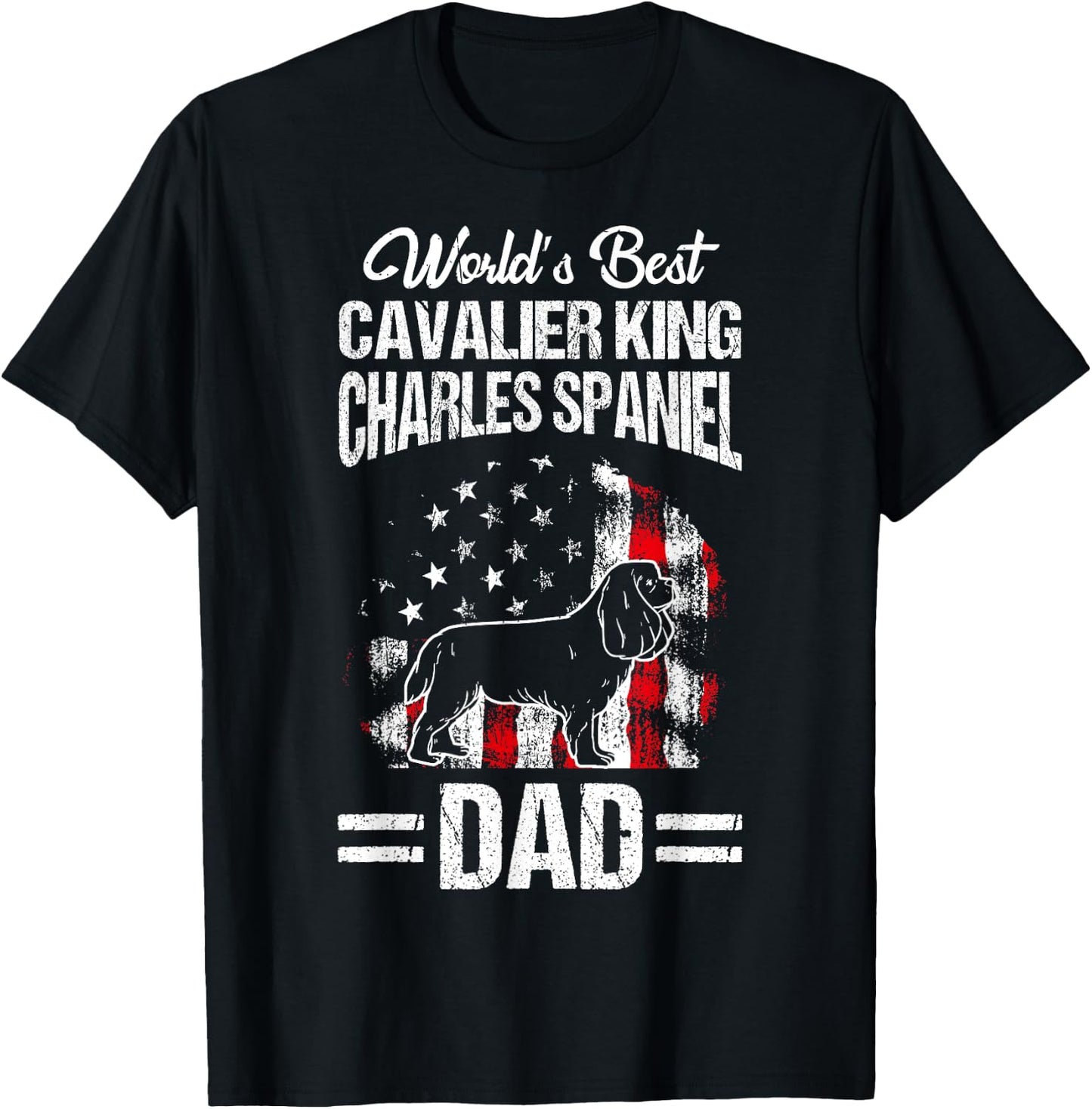 WORLD'S BEST Dad Cavalier King Charles Spaniel Dad T-Shirt - T-Shirt | Black