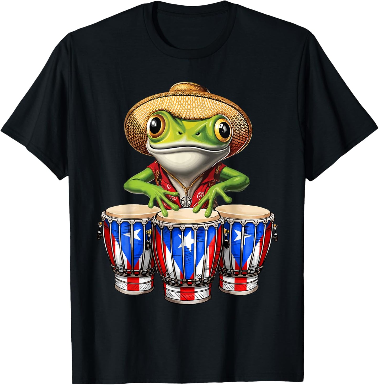 Funny Boricua Coqui Frog Taino Puerto Rico Puerto Rican Flag T-Shirt - T-Shirt | Black