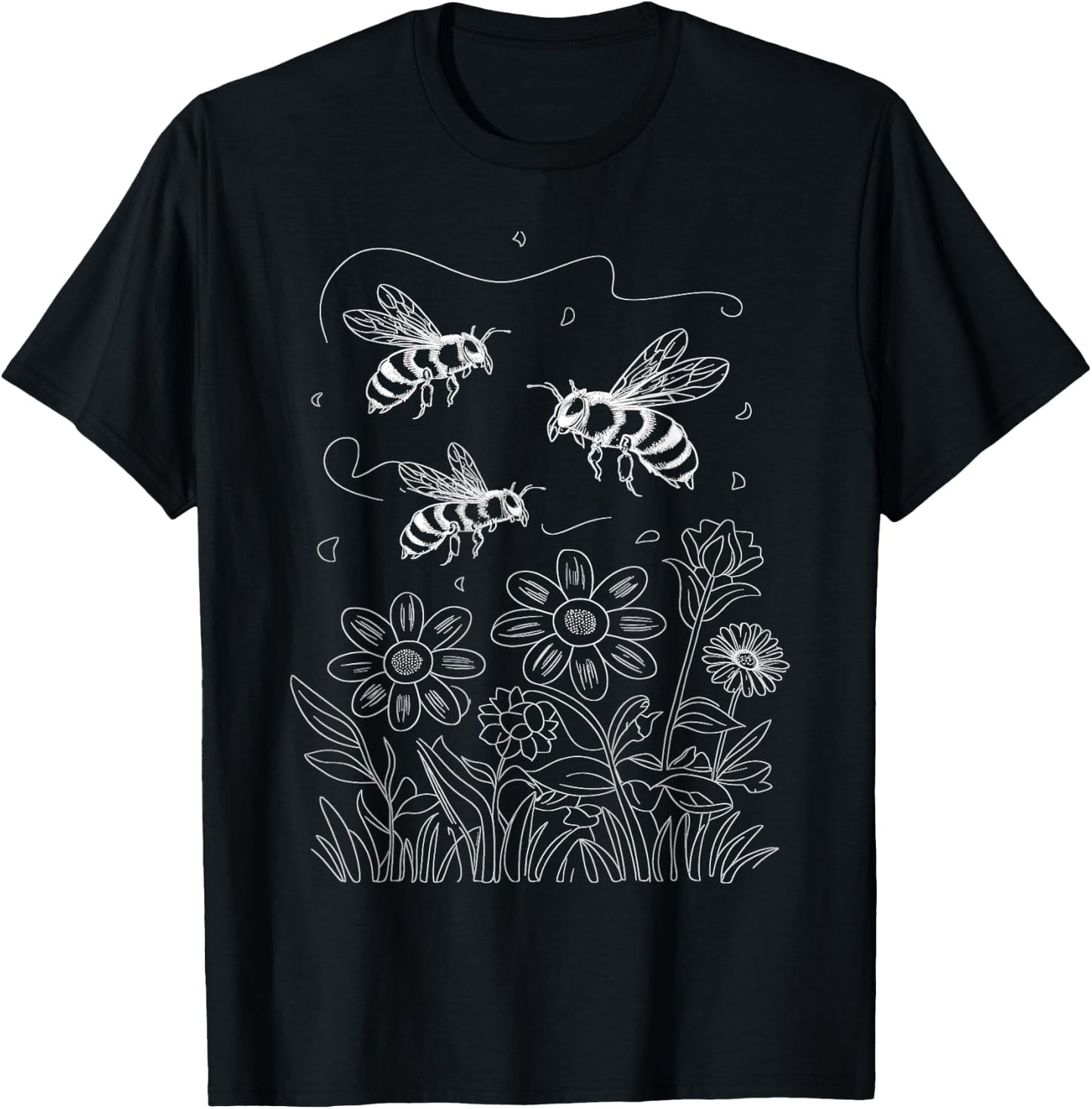 Pollinator Garden Design Wildlife Flowers Native Plants T-Shirt - T-Shirt | Black
