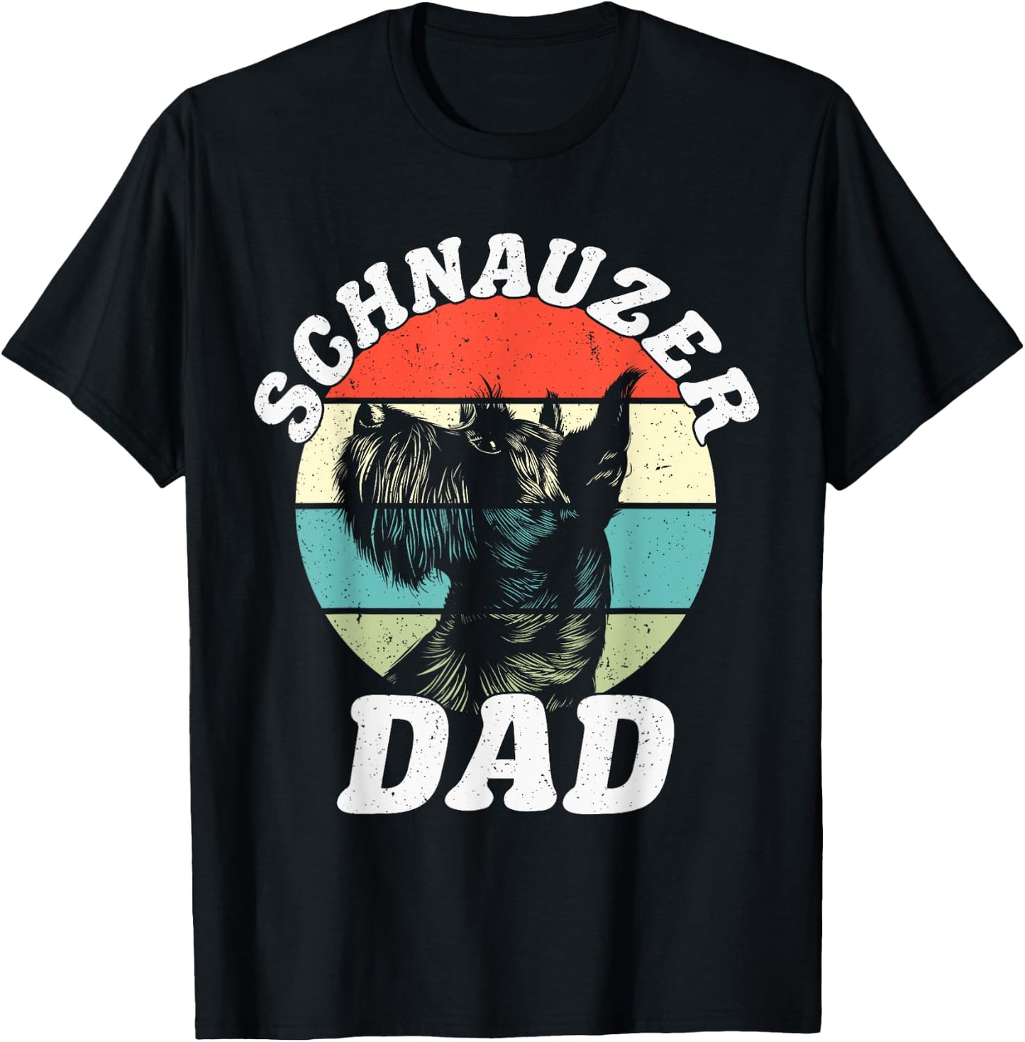 Schnauzer Dad Dog Funny Father's Day Vintage Pet Men Women Kids T-Shirt - T-Shirt | Black