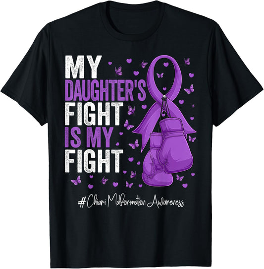 Purple Ribbon Daughter Chiari Malformation Awareness , Small, Black T-Shirt - T-Shirt | Black