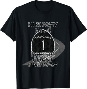 Highway No. 1 - Pacific - Coast T-Shirt - T-Shirt | Black