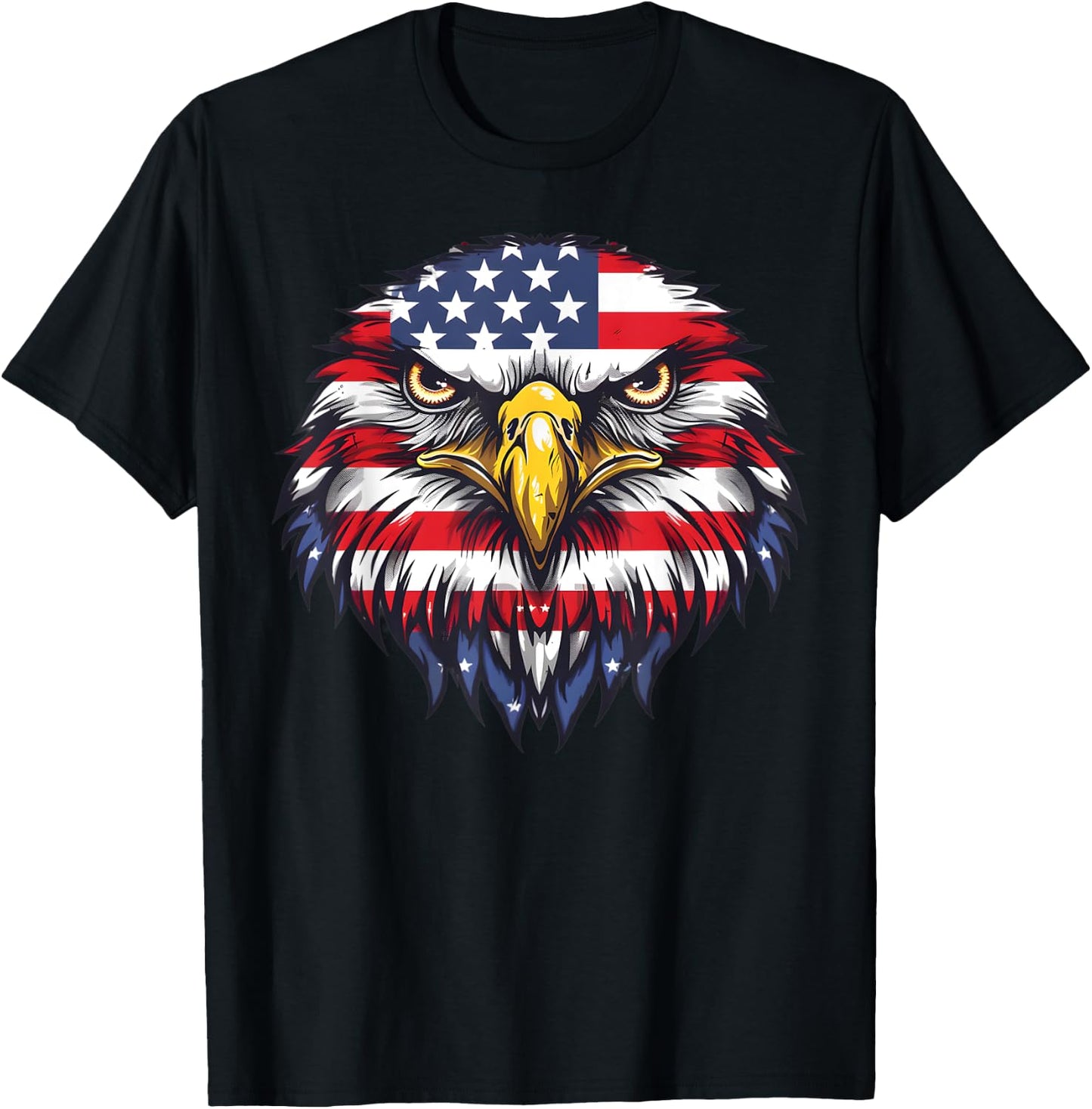 Patriotic Flag Hawk 4th Of July Funny Animal Face T-Shirt - T-Shirt | Black